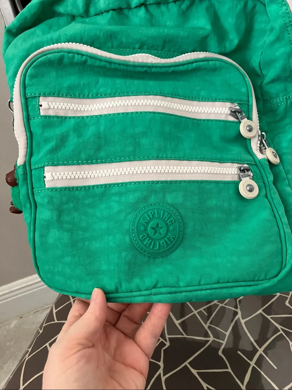 KIPLING KADEN Multi Zip nylon backpack in Island Green Spectator color